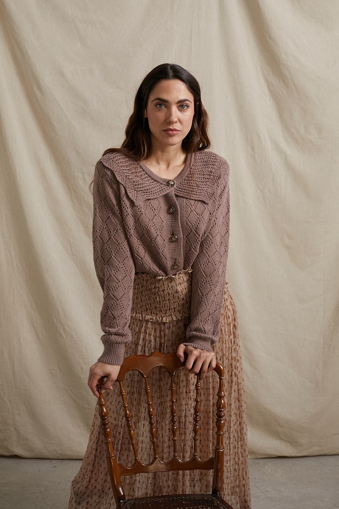 FALDA CHIFFON ESTAMPADO BAJO BORDADO NKN