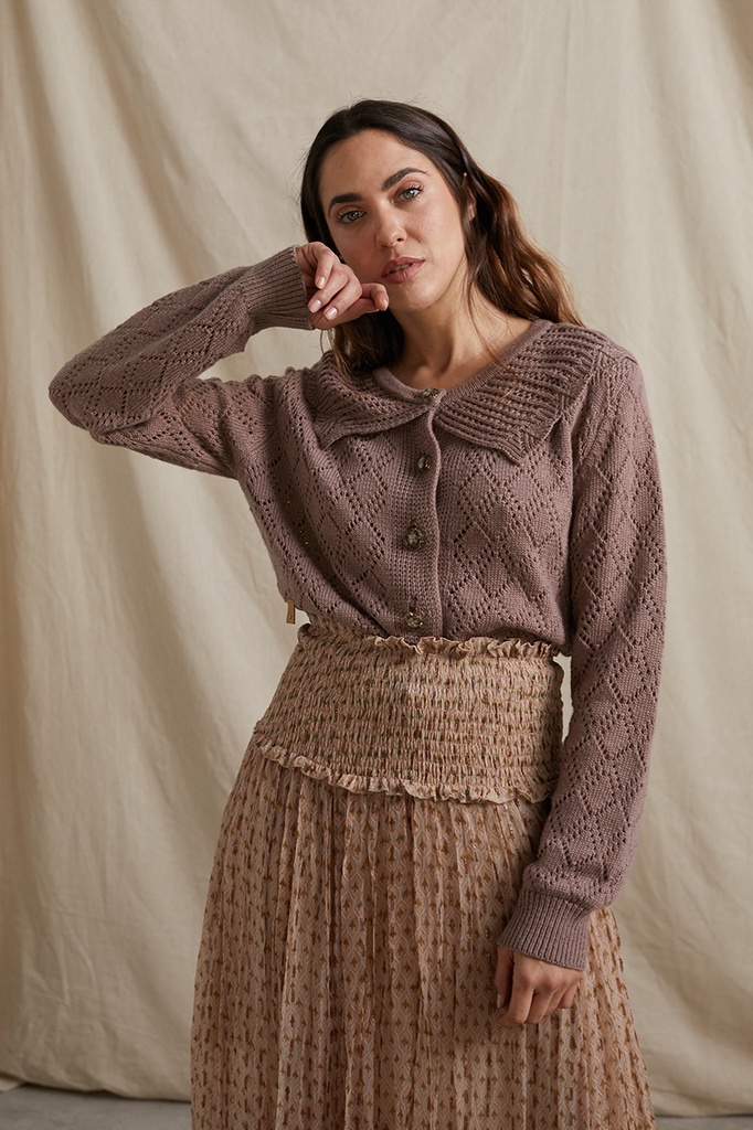 FALDA CHIFFON ESTAMPADO BAJO BORDADO NKN
