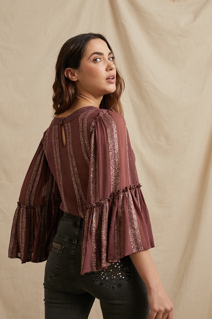 BLUSA BORDADA DETALLES LUREX