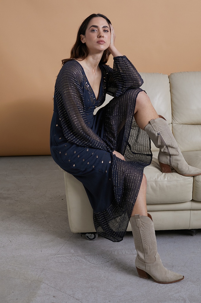 VESTIDO CORTO CON BORDADOS ABALORIOS NKN