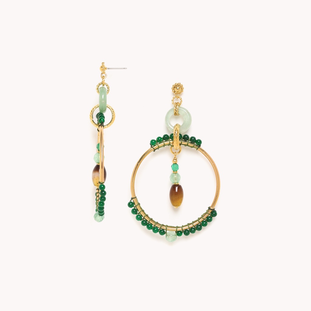 PENDIENTES GIPSY AGATA VERDE NATURE BIJOUX