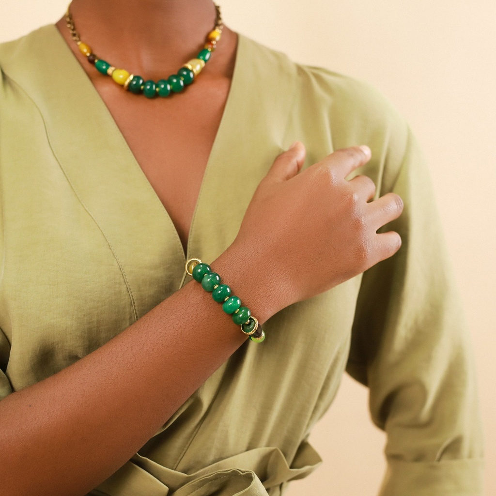 PULSERA EXTENSIBLE AGATA VERDE NATURE BIJOUX