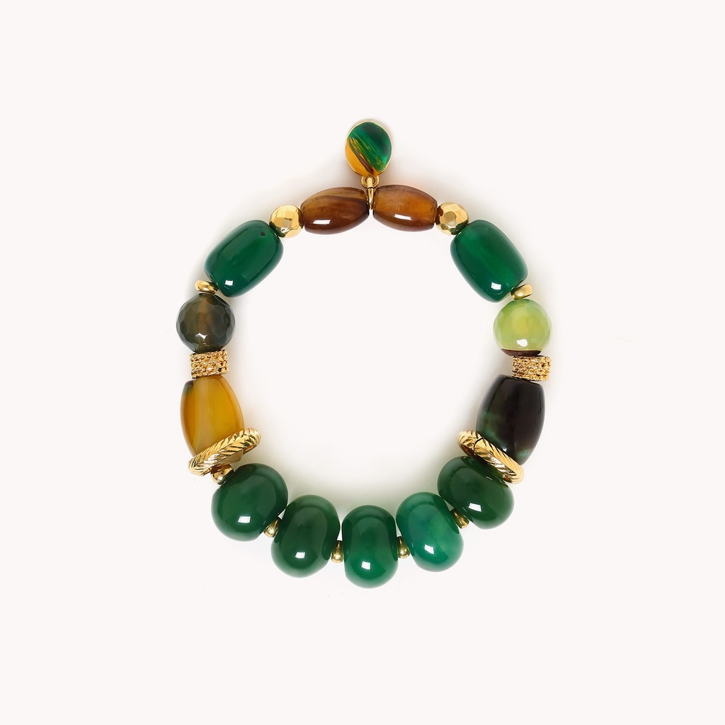 NATURE BIJOUX GREEN AGATE STRETCH BRACELET