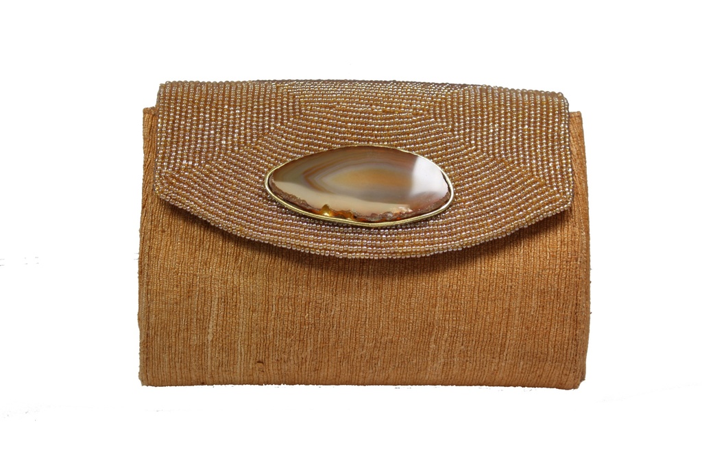 BOLSO BRONCE PIEDRA AMBAR