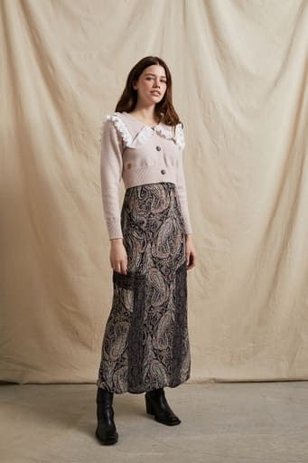 CASHMERE PRINT LONG SKIRT