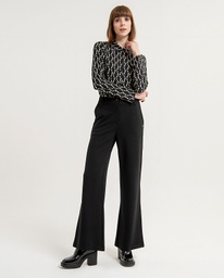 Wide trousers with back darts and elasticated waistband