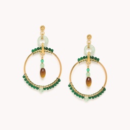 [12-79069] NATURE BIJOUX GREEN AGATE GIPSY EARRINGS