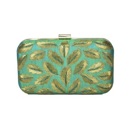 [6205848] GOLD LEAVES GREEN WALLET